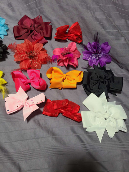 Flower and bow hair clip accessories