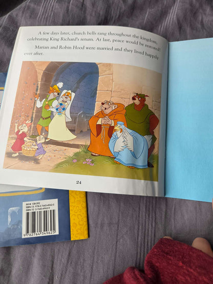 Disney books ( snow white and the theree giants and Robin hood)