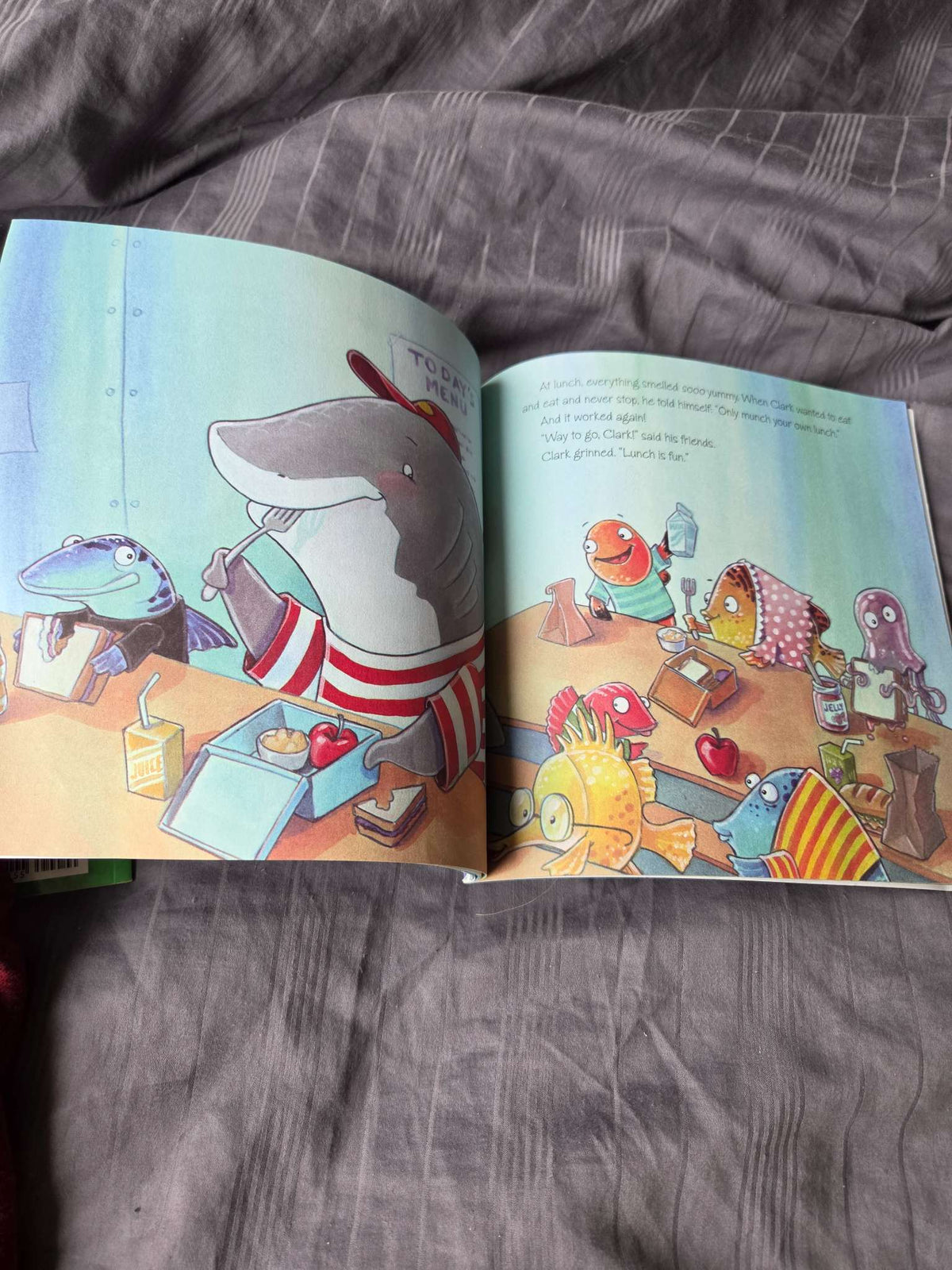 Scholastic books ( up, up down and Clark the shark)