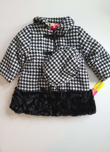 Girls Black and White Coat, Kids 18 Month (12-18M)