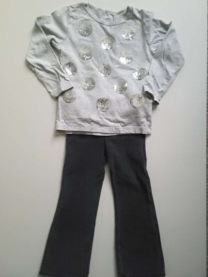 Grey Long Sleeved Shirt with Black Jeans Set, Kids 3T