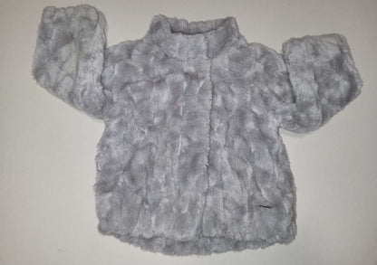 Furry Grey Button-up Jacket, Kids 3T