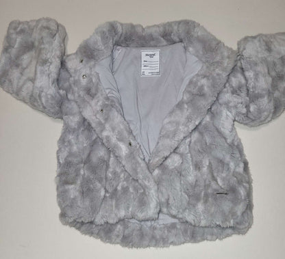 Furry Grey Button-up Jacket, Kids 3T