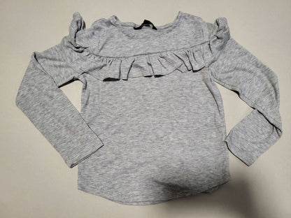 Frilly Grey Long sleeve with Black Pants Set, Kids 4/4T