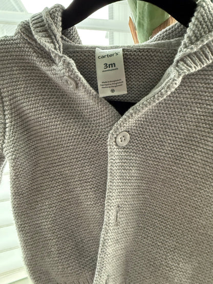 2 cute knit sweaters with hood (3 mos) , Kids 3 Month (0-3M)