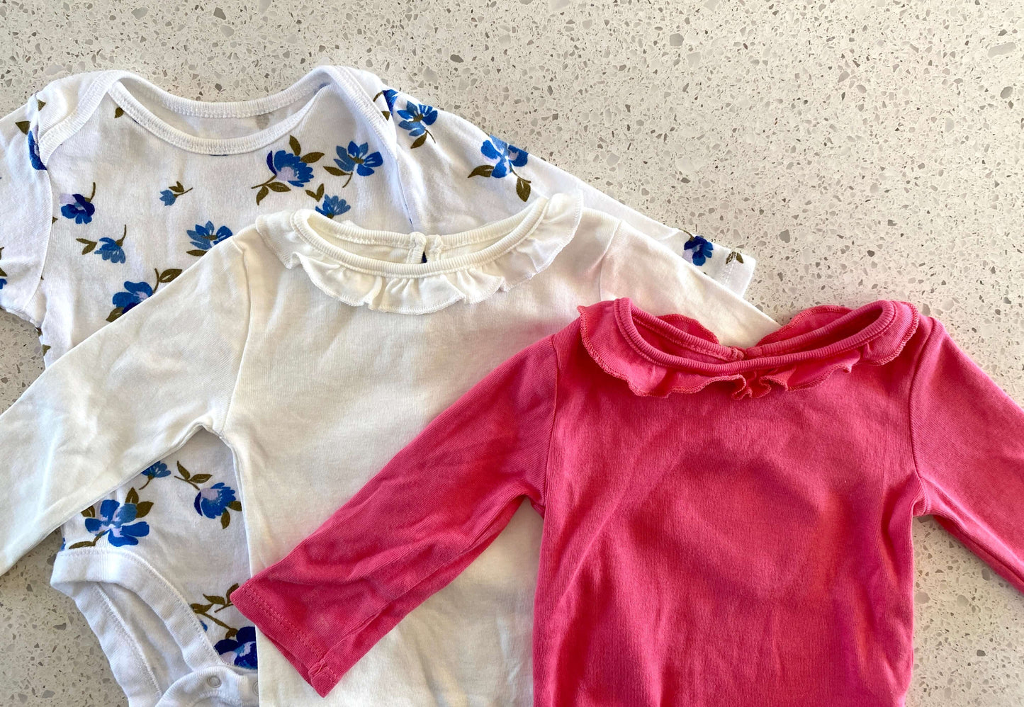 3 Long sleeve Diaper Shirts , Kids 6 Month (3-6M)