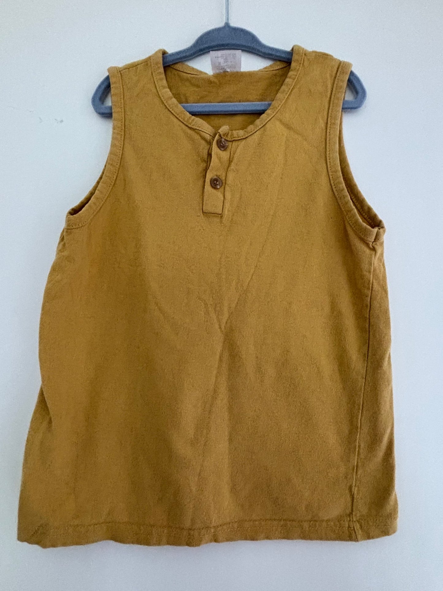 Solid Mustard Tank- size 6/7, Kids 6/6X