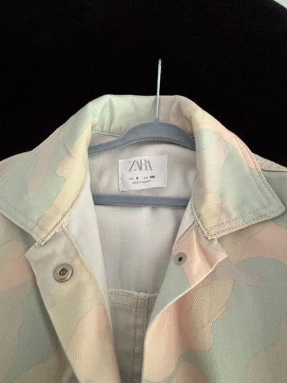 Oversized pastel camo jean jacket - size 8, Kids 8
