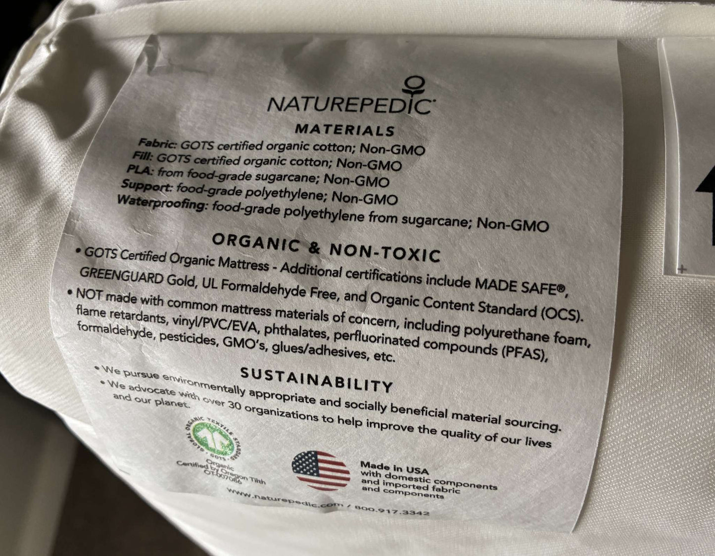 Naturepedic Organic 2-Stage Crib Mattress + Pad – MRSP $538, Excellent Condition