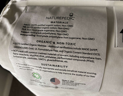 Naturepedic Organic 2-Stage Crib Mattress + Pad – MRSP $538, Excellent Condition