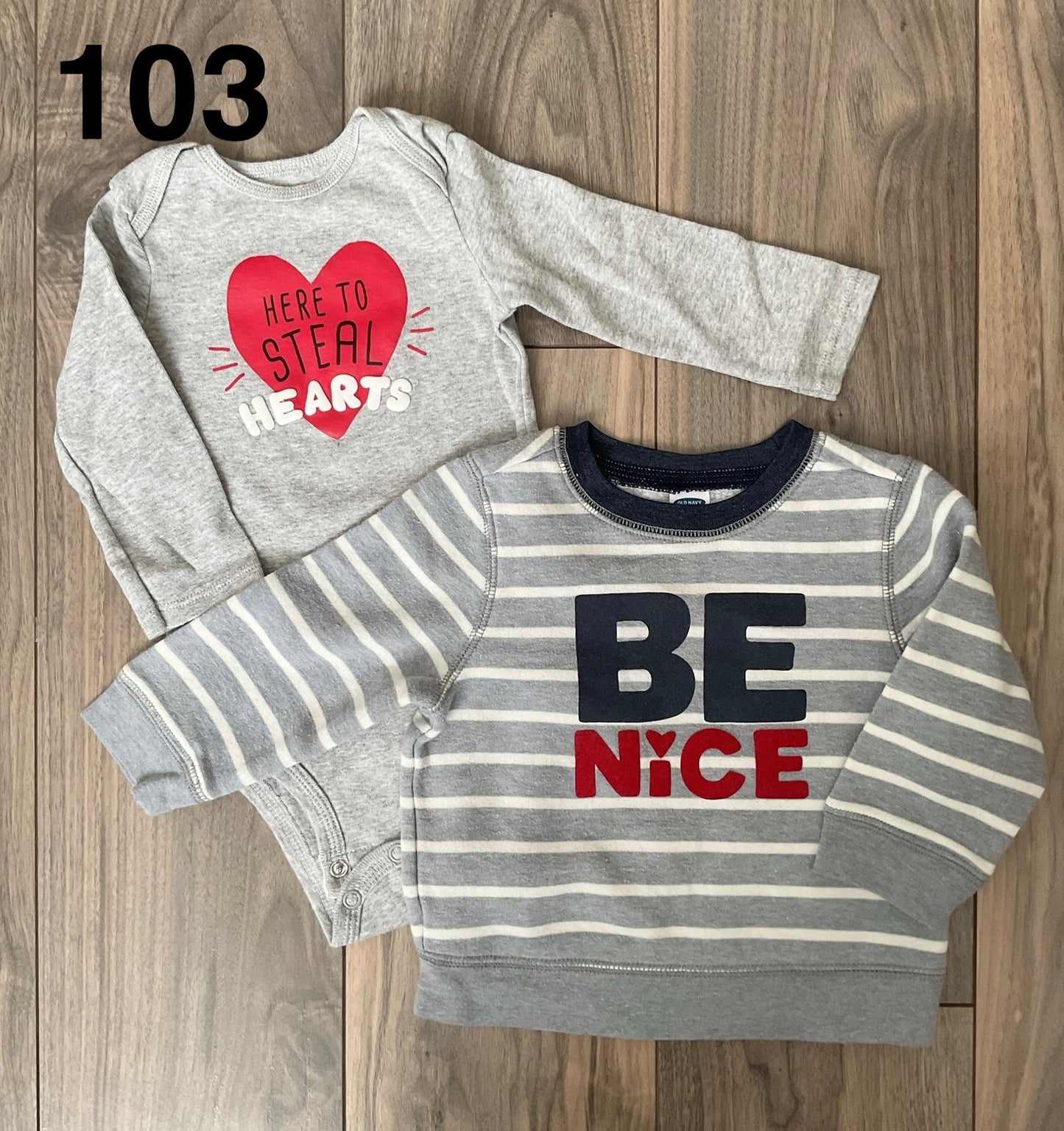 Grey Valentines Onesie and Sweatshirt  6-12 Months, Kids 9 Month (6-9M)