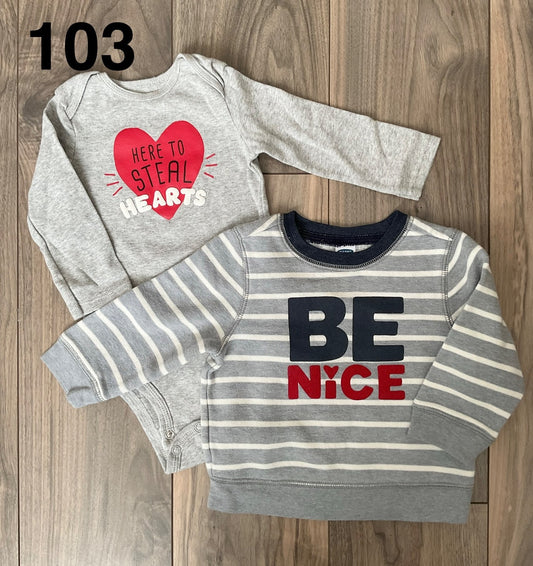 Grey Valentines Onesie and Sweatshirt  6-12 Months, Kids 9 Month (6-9M)