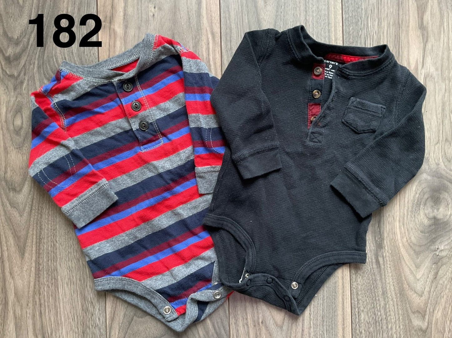 Long Sleeve Onesies Black and Stripes 9 Months , Kids 9 Month (6-9M)