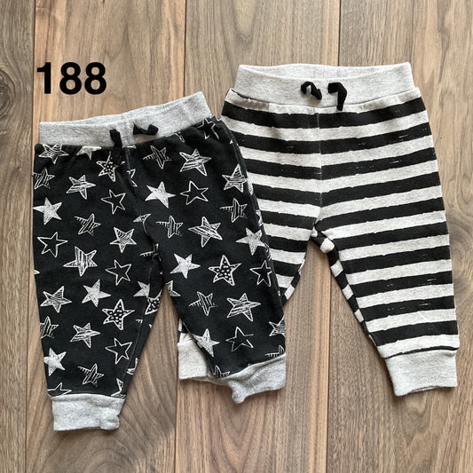 Black and Grey Stripes and Stars Pants 3-6 Months , Kids 6 Month (3-6M)