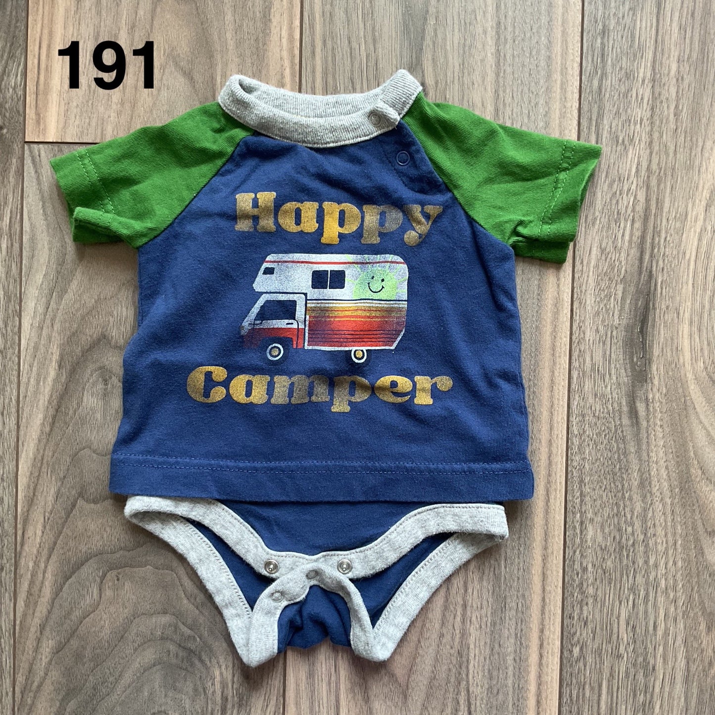 Happy Camper Layered Onesie 3-6 Months , Kids 6 Month (3-6M)