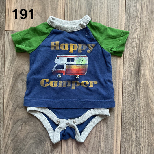 Happy Camper Layered Onesie 3-6 Months , Kids 6 Month (3-6M)