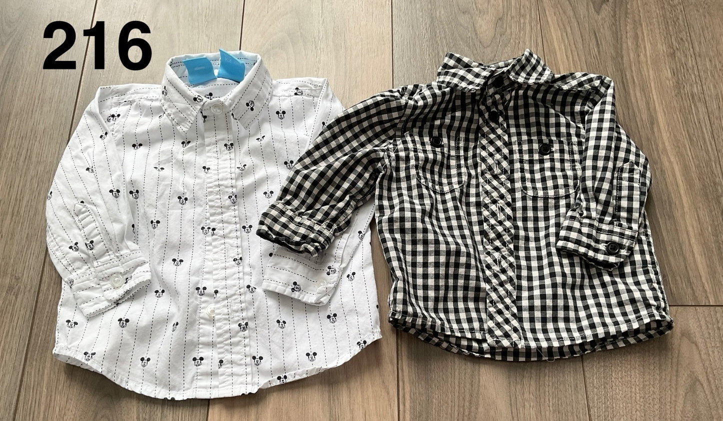 Black and White Check, Mickey Mouse Dress Shirts 0-3 Months , Kids 6 Month (3-6M)