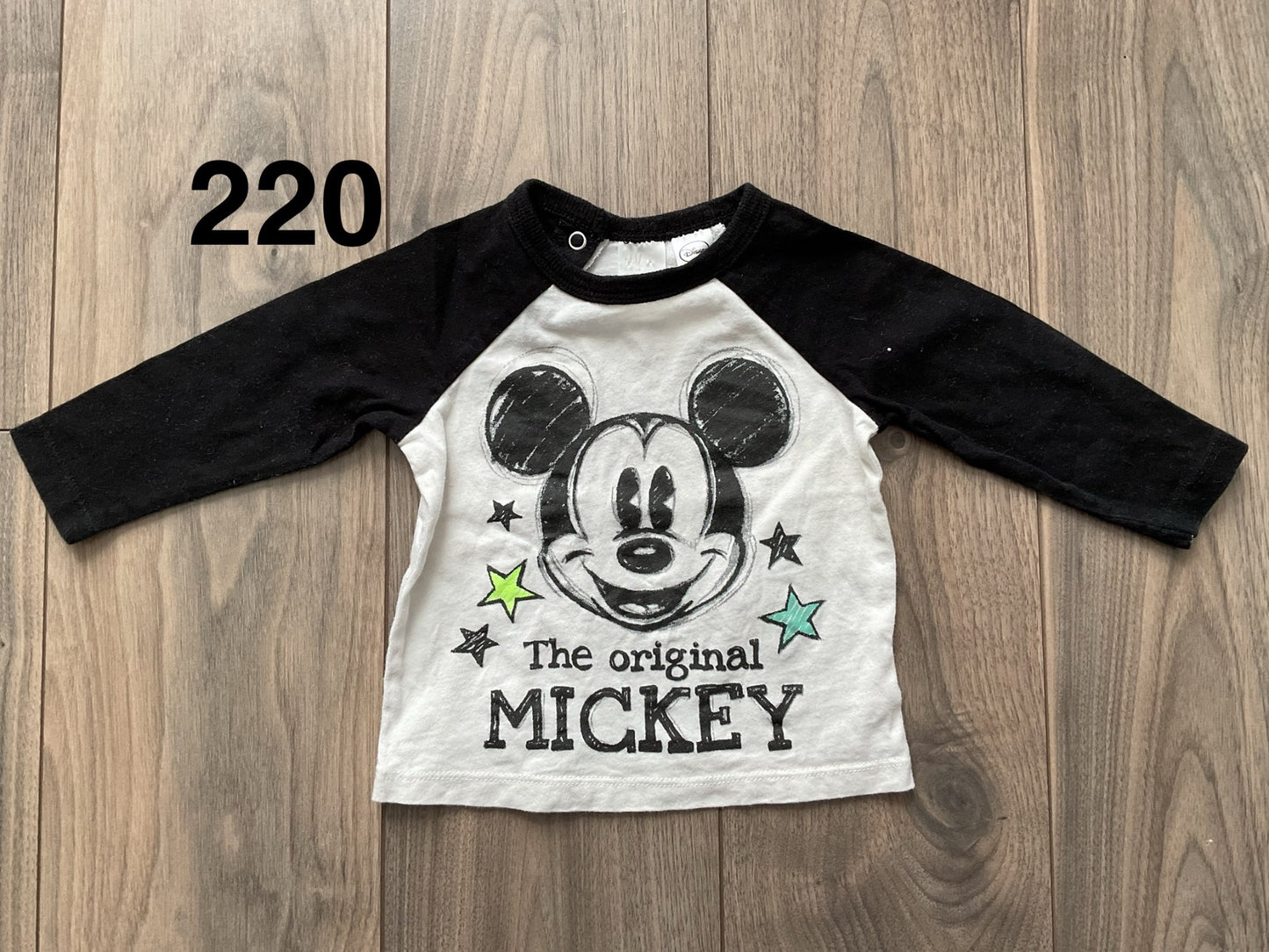 Mickey Mouse Black and White Raglan 4-6 Months , Kids 6 Month (3-6M)