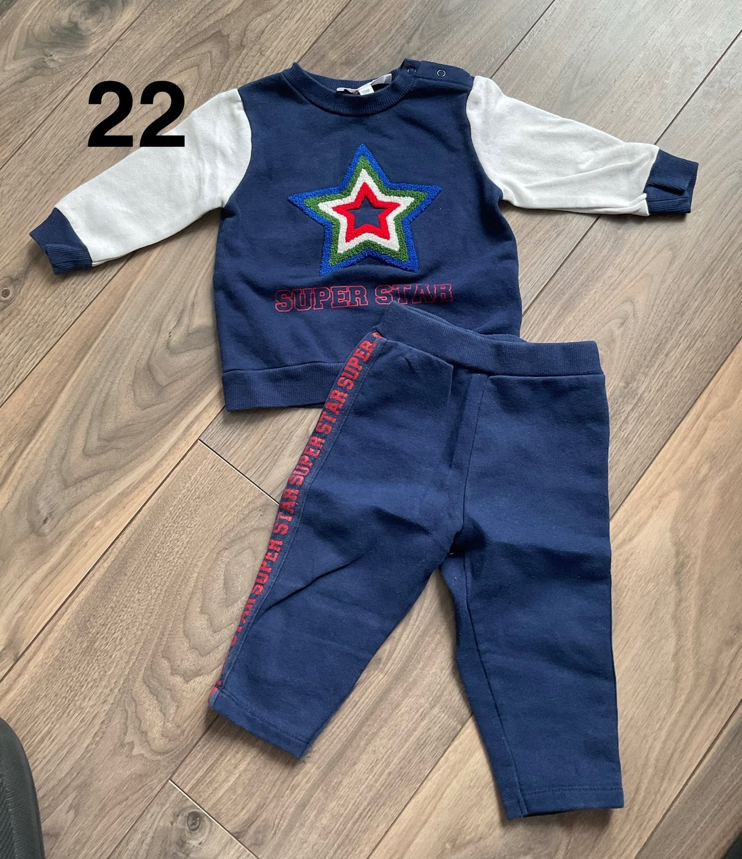 Navy Blue Superstar Jogging Suit 12 Months, Kids 12 Month (9-12M)
