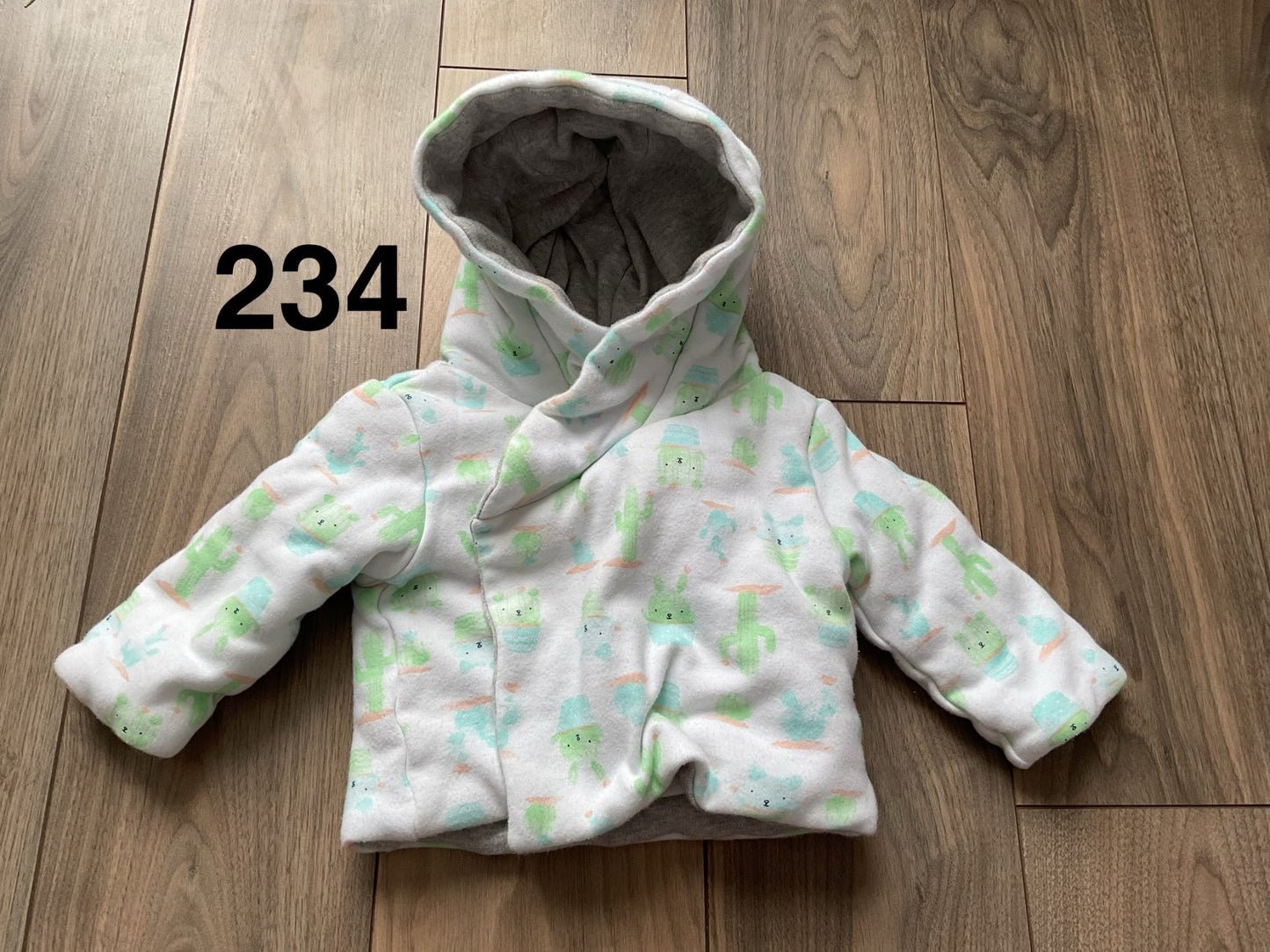 Reversible Hooded, Padded Jacket 0-3 Months , Kids 3 Month (0-3M)
