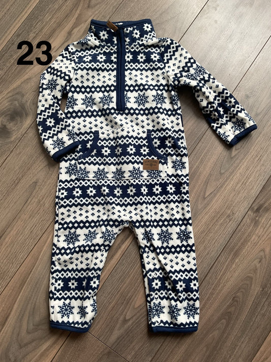 Baby Boy Winter Snowflake Fleece Romper 12 Months, Kids 12 Month (9-12M)
