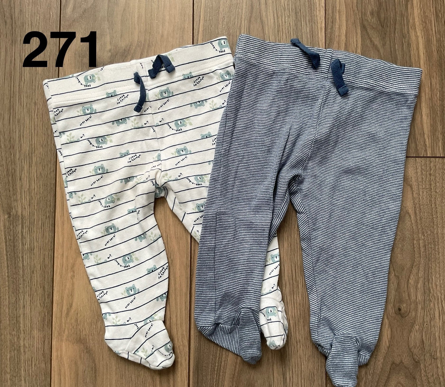 Baby boy Footed Pants Blue and White 3-6 Months , Kids 6 Month (3-6M)