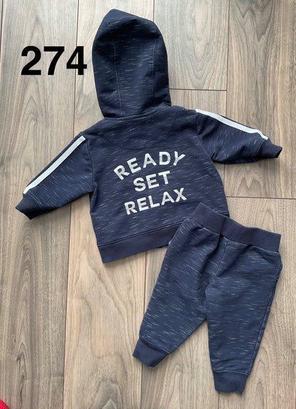 Navy Blue Jogging Suit Ready, Set, Relax 3-6 Months , Kids 6 Month (3-6M)