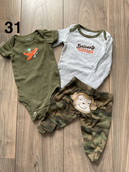 Baby Boy Monkey Camo 3 Piece Set Carter’s Newborn, Kids Newborn