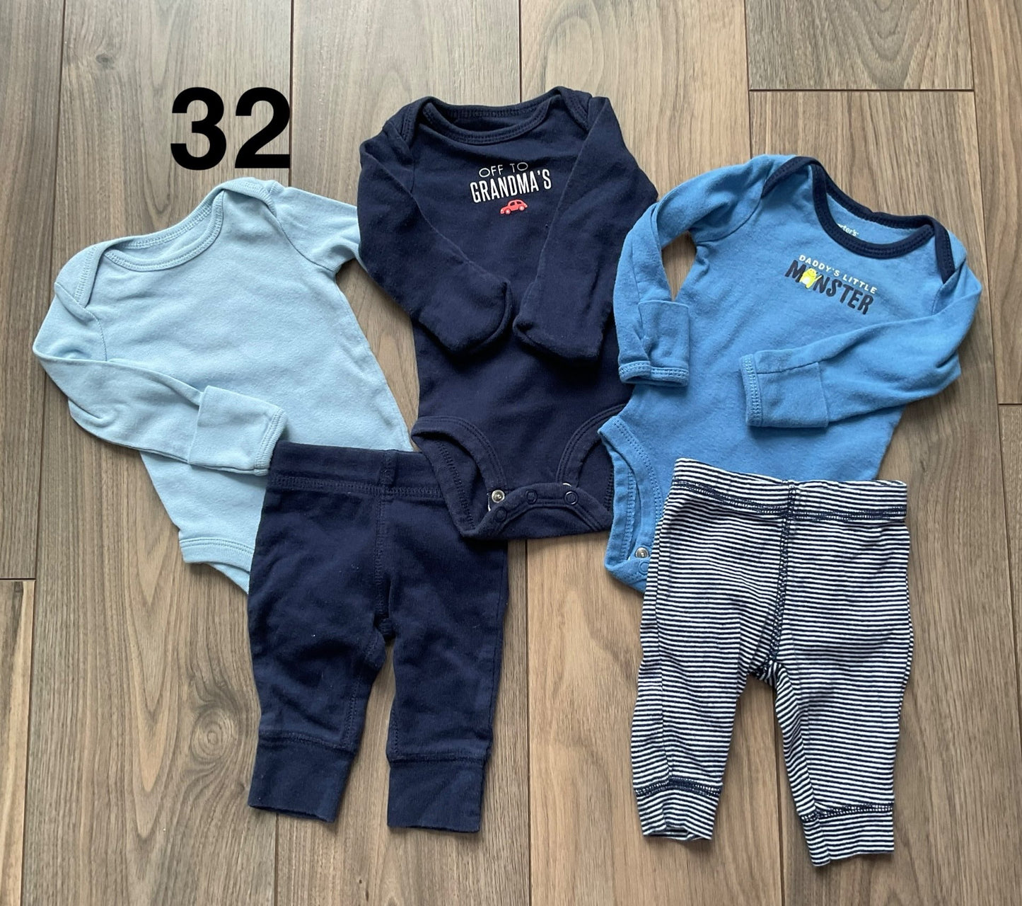 Baby Boy Blue Bundle, Long Sleeve Onesies and Pants Newborn, Kids Newborn