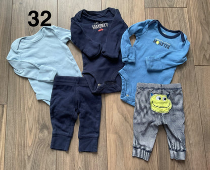 Baby Boy Blue Bundle, Long Sleeve Onesies and Pants Newborn, Kids Newborn