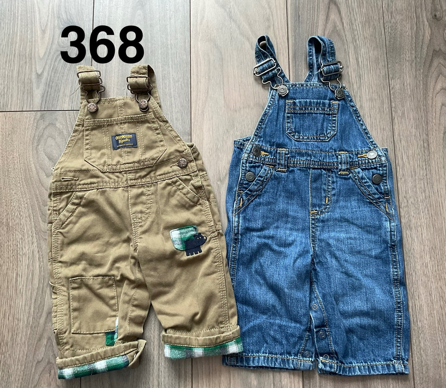 Baby Boys Overalls Brown Oshkosh Denim Old Navy 3-6 Months, Kids 6 Month (3-6M)