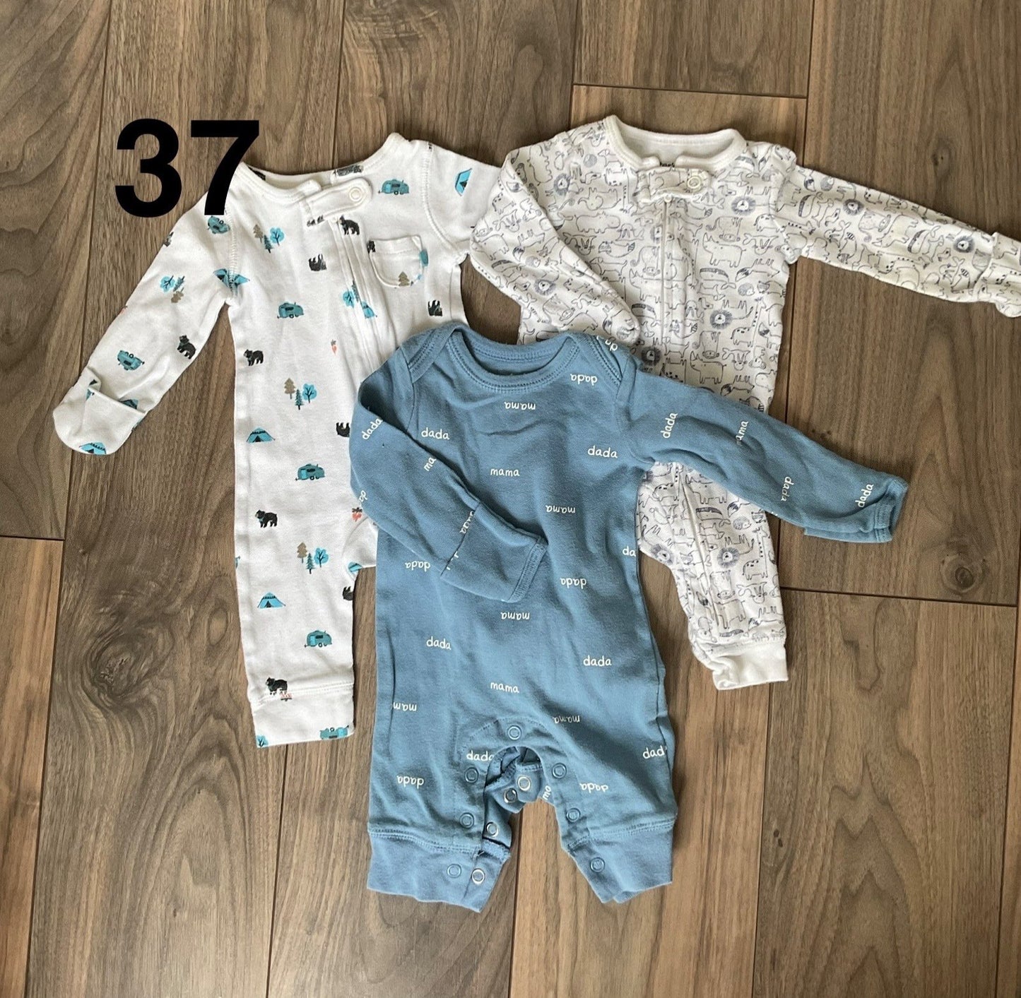 Baby Boy White and Blue Footless Sleepers Newborn, Kids Newborn