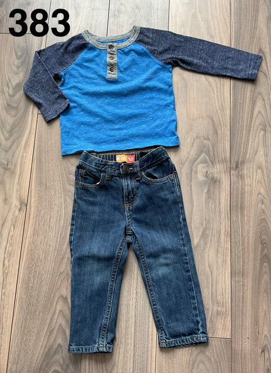 Boys outfit 18-24 months Raglan Shirt and Jeans, Kids 24 Month (18-24M)