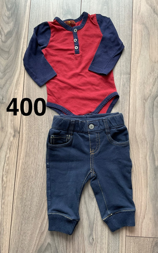 3-6 months outfit Long Sleeve Onesie with Gap Jogger Jean, Kids 6 Month (3-6M)