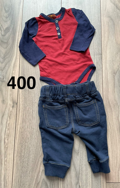 3-6 months outfit Long Sleeve Onesie with Gap Jogger Jean, Kids 6 Month (3-6M)