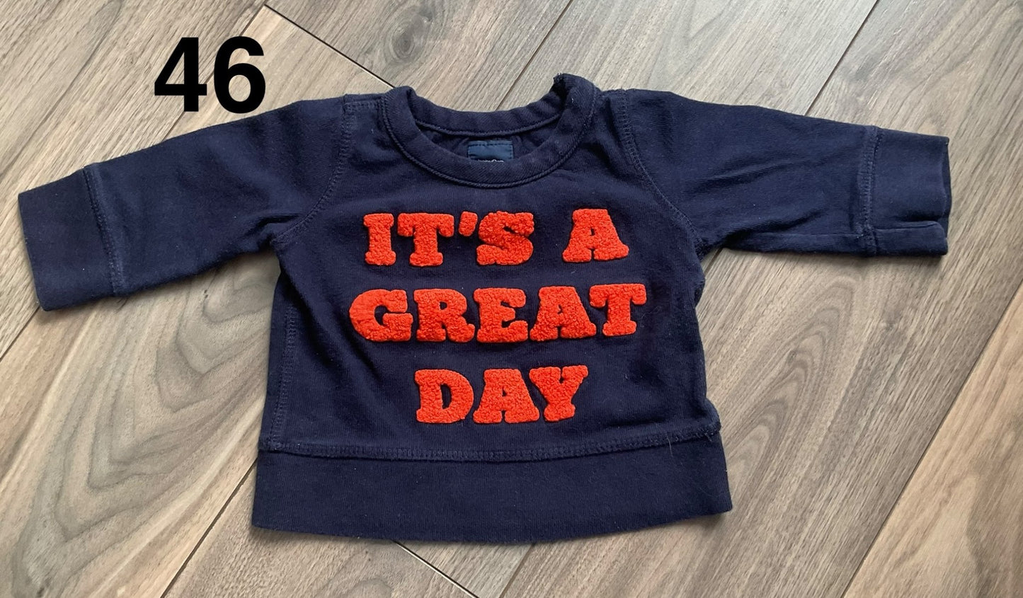 Baby Boy It’s A Great Day Sweatshirt 6-12 Months, Kids 9 Month (6-9M)