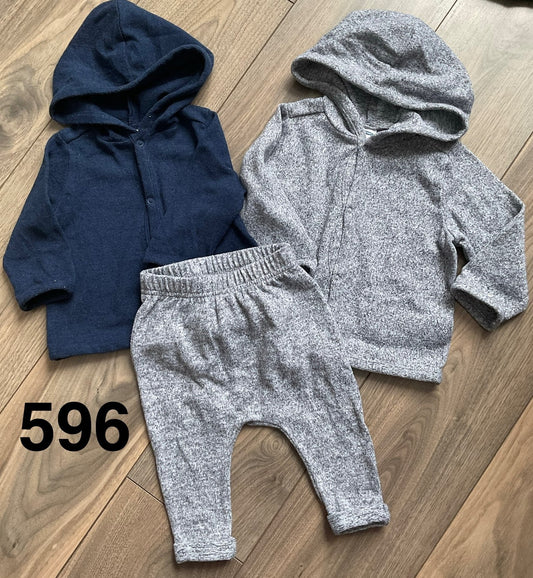 Grey and Navy Blue Sweater and Grey Pants 3-6 months, Kids 6 Month (3-6M)