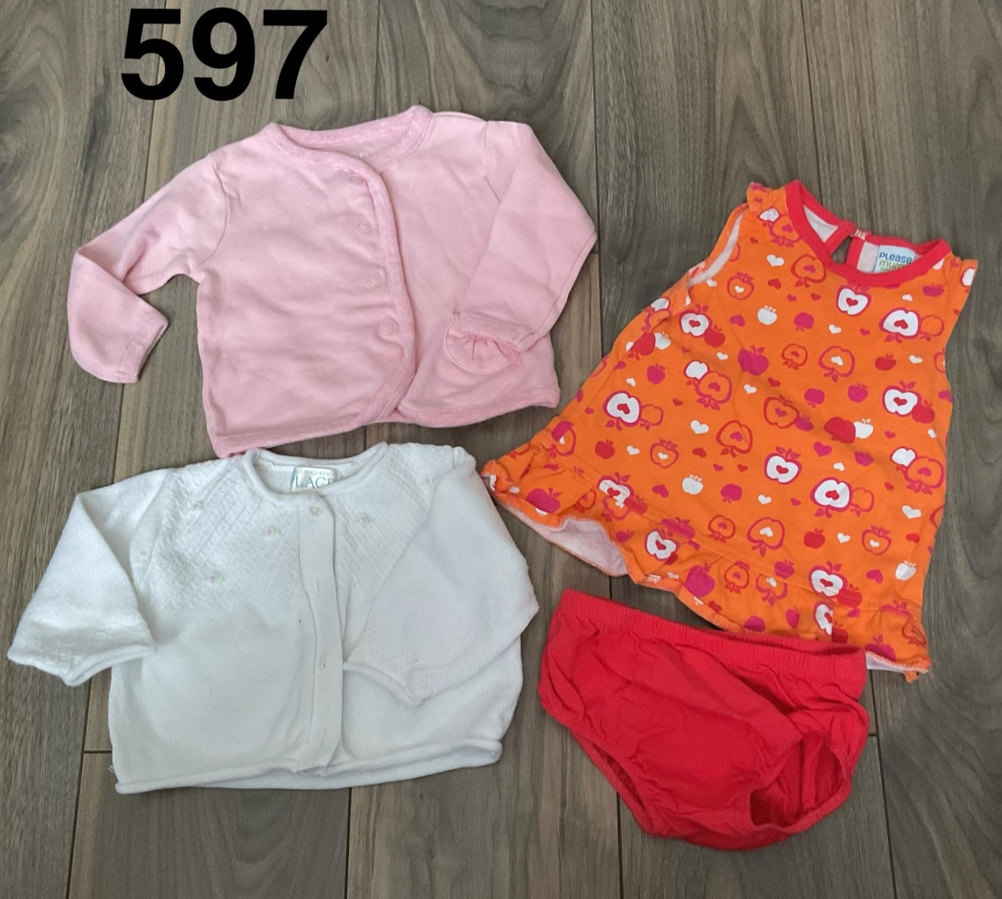 Baby Girls Bundle Pink Sweater, White Sweater, Pink and Orange Outfit 0-6 Months, Kids 3 Month (0-3M)