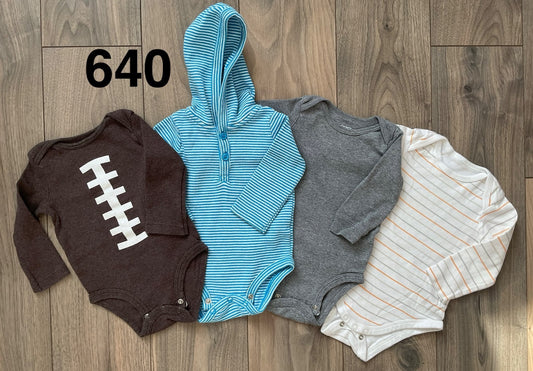4 Long Sleeve Onesies 6 Months, Kids 9 Month (6-9M)
