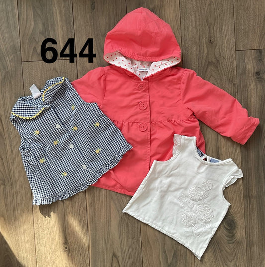Pink Jacket, White and Blue Checkered Summer Shirts 24 Months, Kids 24 Month (18-24M)