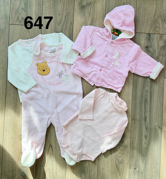 Pink! Turtleneck Onesie, Pink Jacket, Winnie the Pooh Outfit 6-9 Months, Kids 9 Month (6-9M)