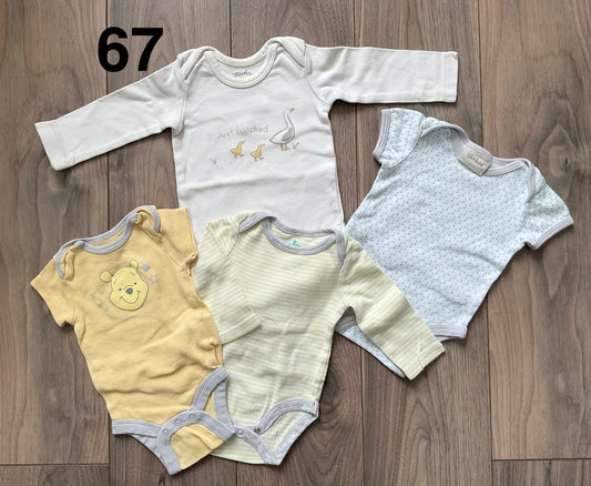 Bundle of Onesies, White and Yellow 0-3 Months, Kids 3 Month (0-3M)