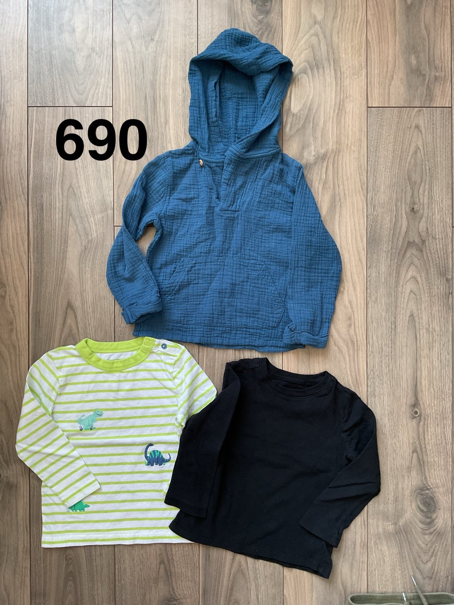 Long Sleeve Shirts, Blue, Black, Green Size 3, Kids 3T
