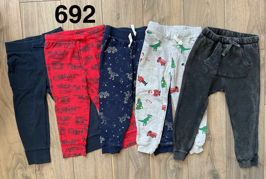 Pant Bundle, 5 Pair, Red, Blue, Grey, Black Size 3-4, Kids 3T
