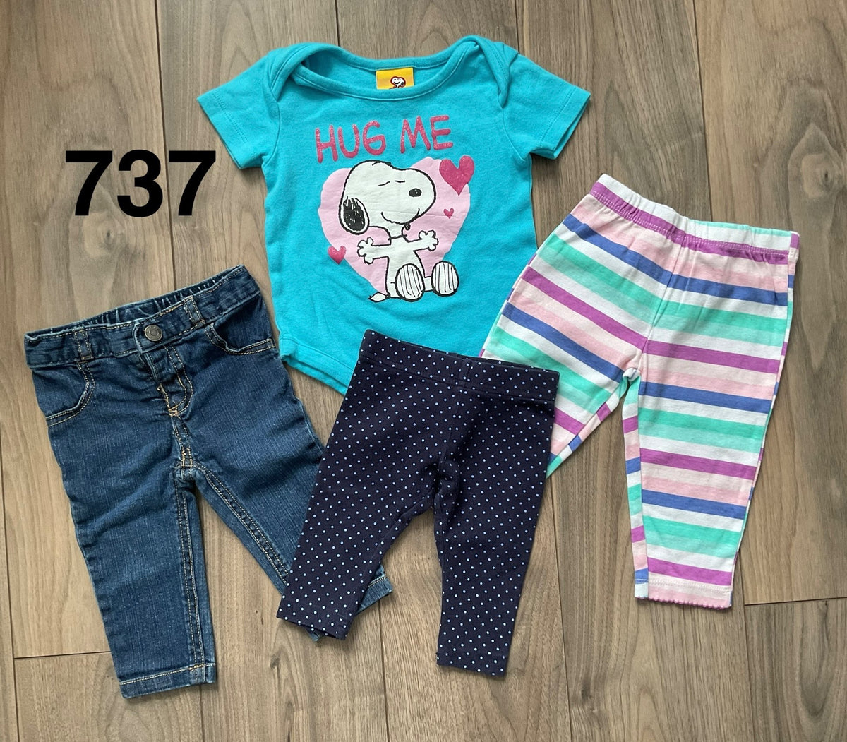 Baby Girl Pants and Snoopy Onesie, Kids 6 Month (3-6M)