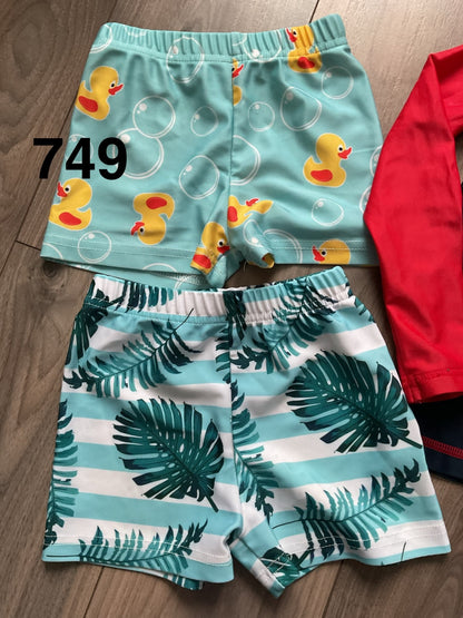 Boys Swimwear, 2 Longsleeve Swim Shirts and 2 Swim Shorts Size 2/3T, Kids 2T
