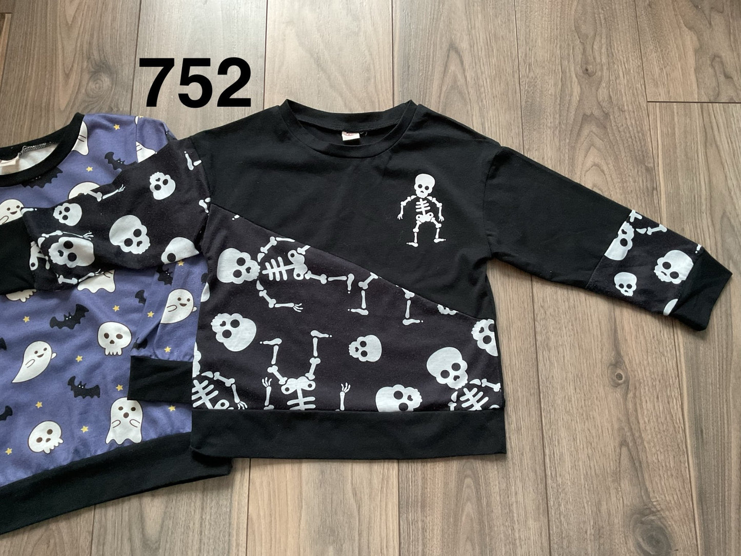 Halloween Tops, Black Skeletons and Purple with Ghosts, Size 4-5, Kids 4/4T