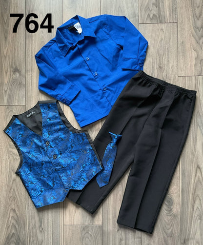 Boys 4 Piece Suit, Shirt, Pants, Vest and Tie, Size 4, Kids 4/4T