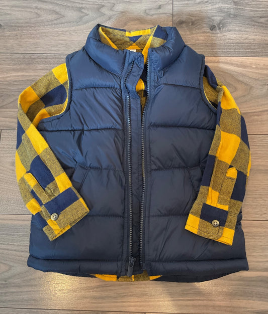 Boys Flannel Shirt with Puffy Vest, Kids 4/4T