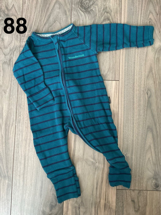 Green and Blue Stripes Bonds sleeper 3-6 Months, Kids 6 Month (3-6M)